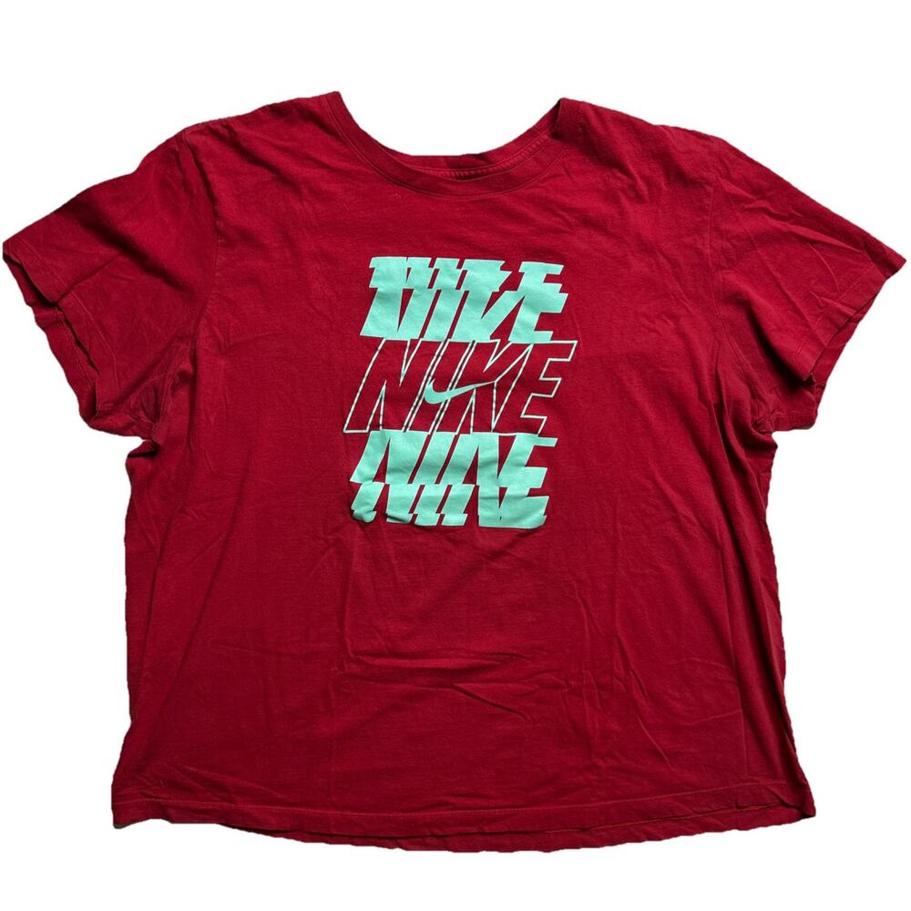 Nike Shirt Mens XL Red Graphic Crew Neck Short Sleeve The Nike Tee